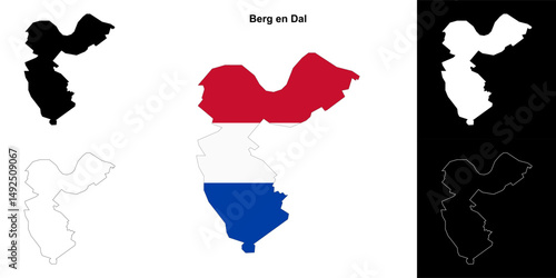 Berg en Dal blank outline map set
