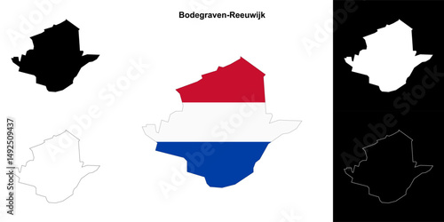 Bodegraven-Reeuwijk blank outline map set