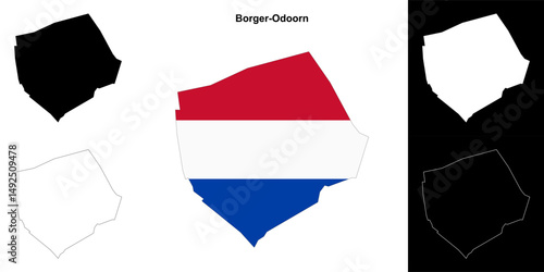 Borger-Odoorn blank outline map set