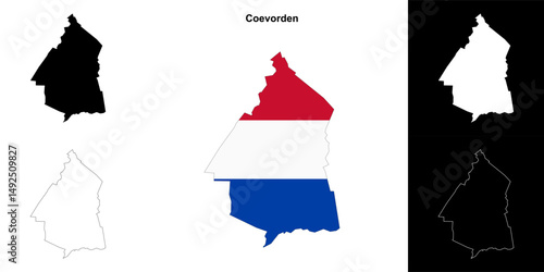 Coevorden blank outline map set