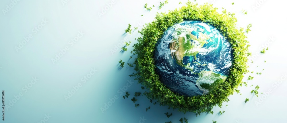 Earth surrounded by green plants