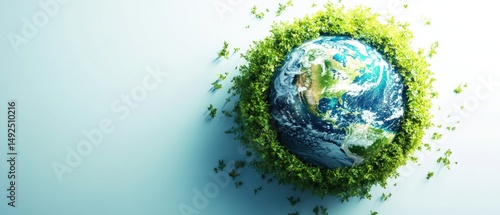 Obraz na płótnie Earth surrounded by green plants w salonie