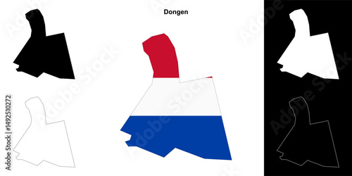 Dongen blank outline map set
