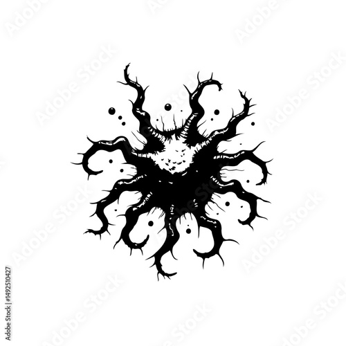 Monochromatic abstract representation of a cellular organism or alien lifeform