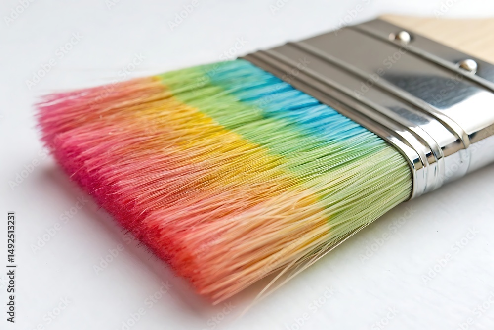 Fototapeta premium Creative Paint Brush with Rainbow Bristles