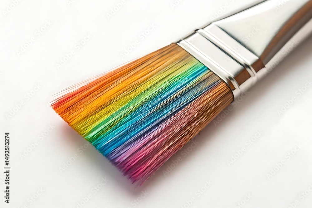 Fototapeta premium Colorful Bristle Paintbrush on White