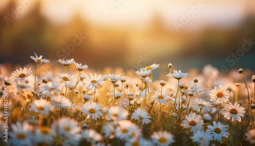 Wallpaper Mural A field of daisies basking in the warm sunlight  Torontodigital.ca