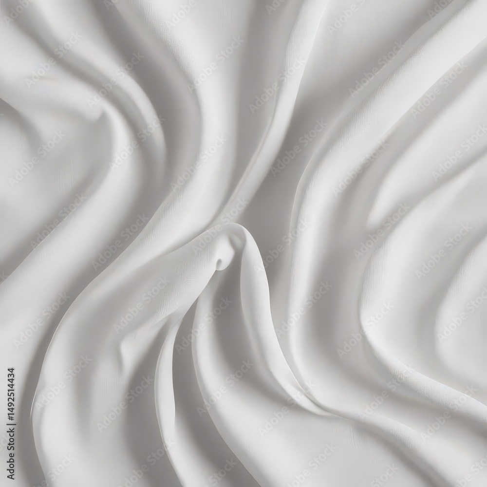 Obraz premium Wrinkled white cotton fabric, seamless texture Wide panoramic view , pale, white background, linen