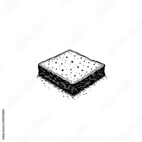 Monochrome square confectionery with a speckled surface and crumbly texture