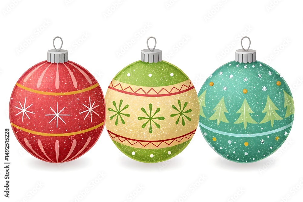 Set of Three Glitter Christmas Baubles Set of Three Glitter Christmas Baubles