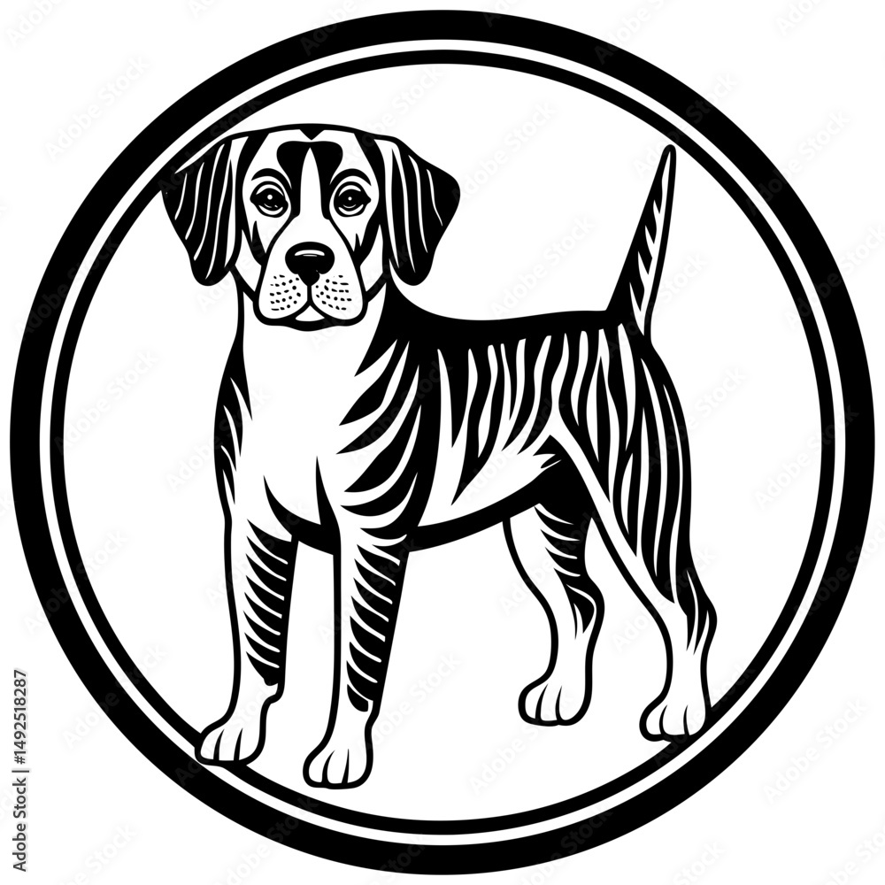 Fototapeta premium Dog in a circle black silhouette vector illustration