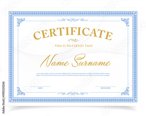 Elegant and luxurious certificate template. Business, Award, Training achievement certificate or diploma design