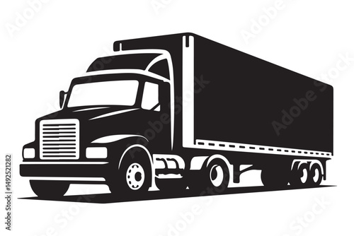 Semi Truck Silhouette Illustration Vector for Logistics and Transportation