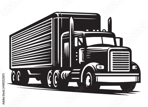 Semi Truck Silhouette Vector Graphic for Transportation Industry