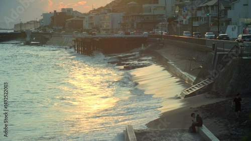 Vibrant horizon over sea and island as seen from Japan’s Kamakura.