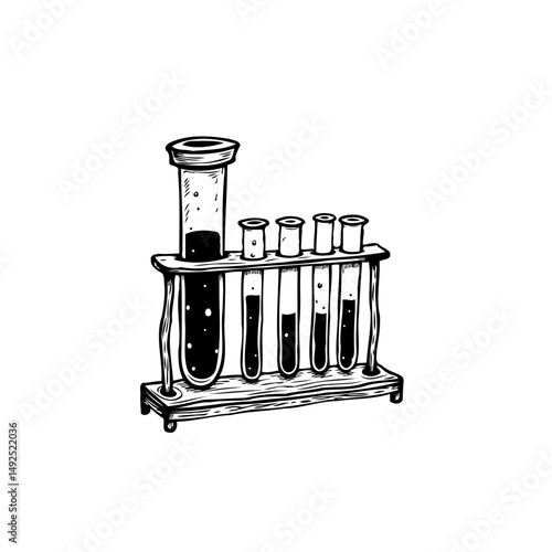 Arrangement of lab test tubes showcasing diverse content levels and scientific research