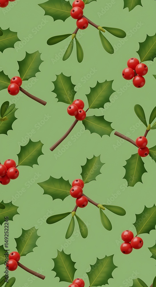 Fototapeta premium Emerald Berries & Holly Dreams