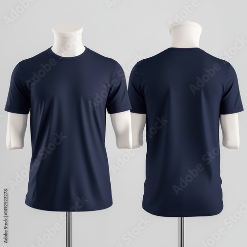 Navy blue, plain crew neck t-shirt