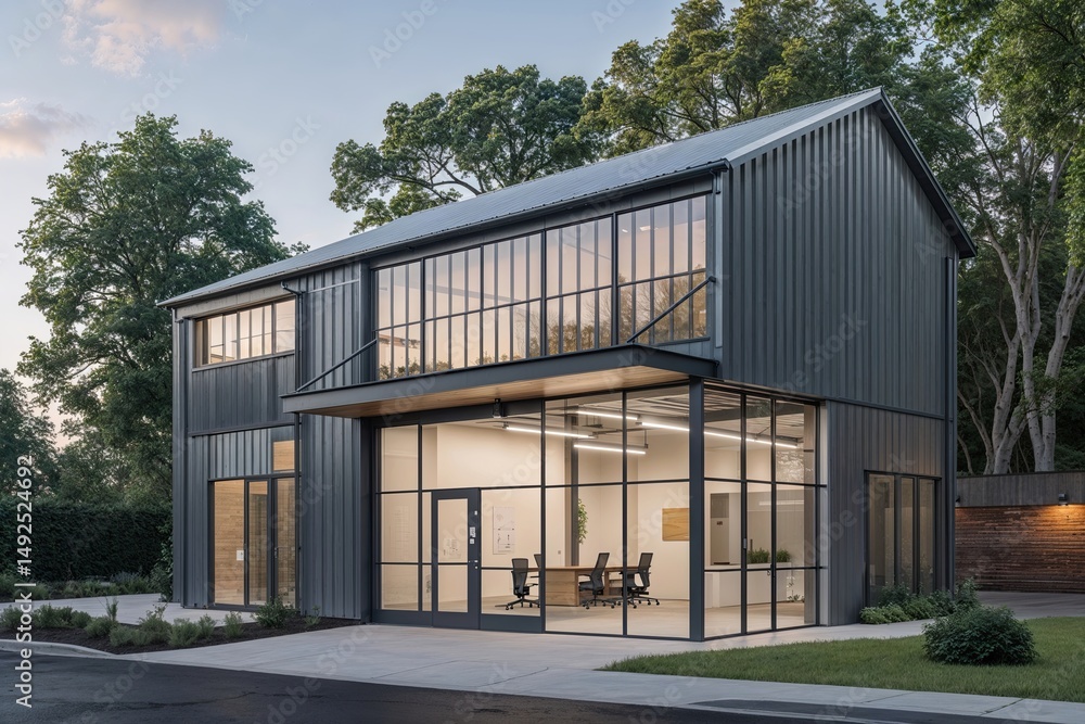 Sustainable Warehouse and Office Unit Featuring Eco-Friendly Design Large Glass Installations and Durable Metal Cladding Sustainable Warehouse and Office Unit Featuring Eco-Friendly Design Large Glass Installations and Durable Metal Cladding