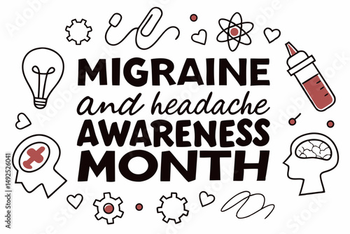 MIGRAINE AND HEADACHE AWARENESS MONTH vector illustration