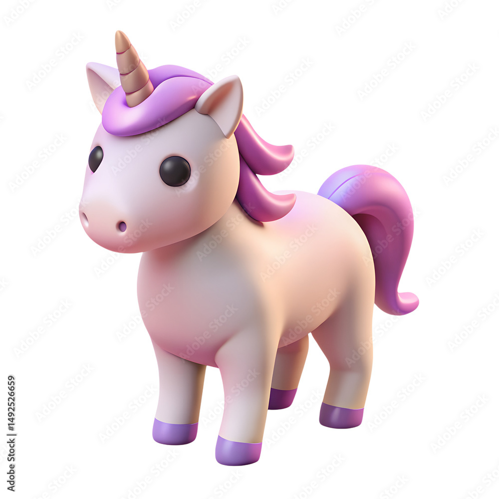 Naklejka premium Adorable 3d rendered pink unicorn isolated on a white background