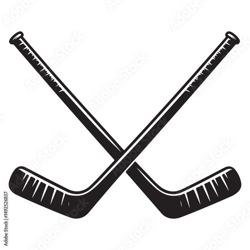 Crossed Hockey Sticks Sports Equipment Vector Illustration for Design