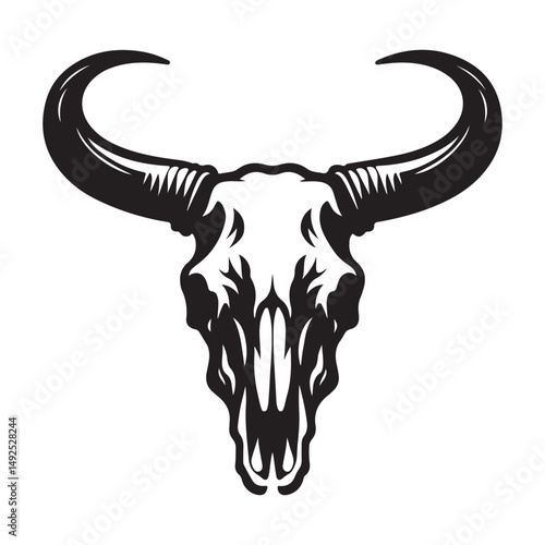 Steer Skull Silhouette Vector Art Print for Western Decor