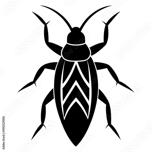 Stylized Black Cockroach Illustration Vector Graphic