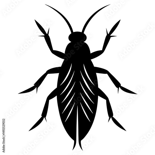 Stylized Black Cockroach Silhouette Illustration