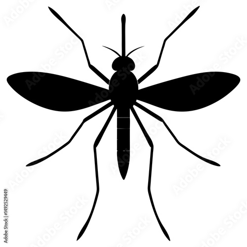 Black Silhouette of a Mosquito Insect Vector Illustration