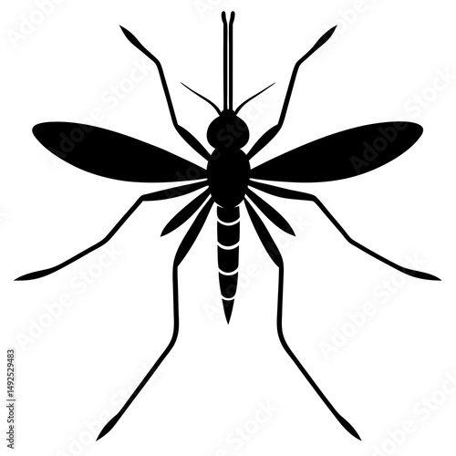 Black Silhouette of a Mosquito Top View Illustration