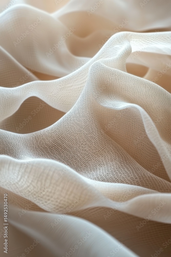 Close up of flowing light beige fabric