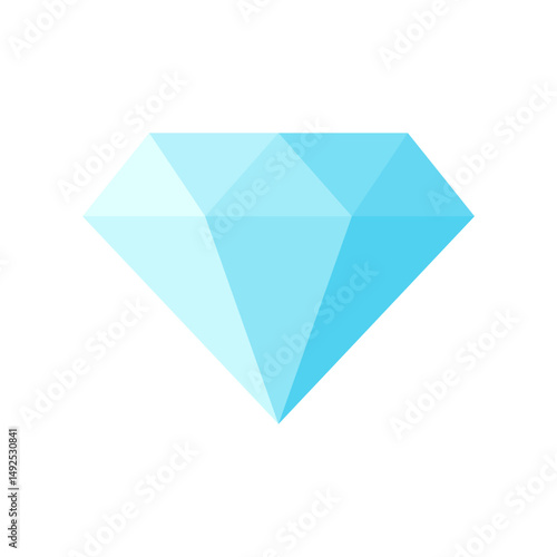 Colorful Blue Diamond Brilliant Crystal Icon Isolated Vector Illustration