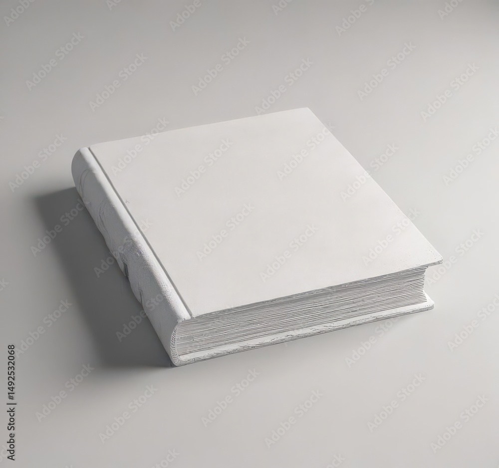 Fototapeta premium Clean white book on textured surface, square format, background, empty, square