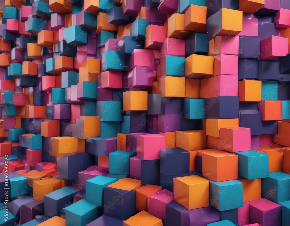 Obraz premium Abstract geometric background of overlapping squares in vibrant, contrasting colors , contemporary, technology