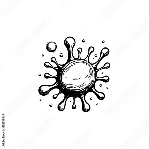 Abstract artistic representation of a cell or virus with intricate details