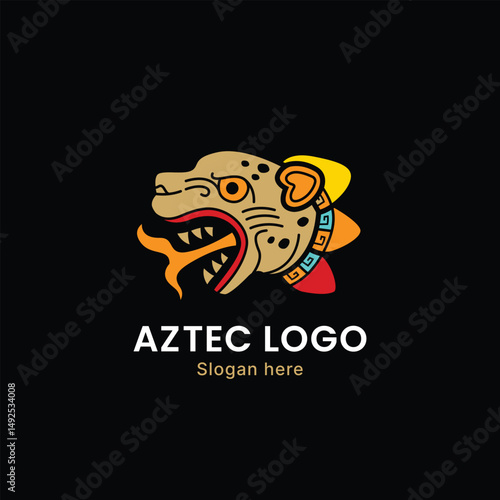 Aztec tiger head logo, aztec logo
