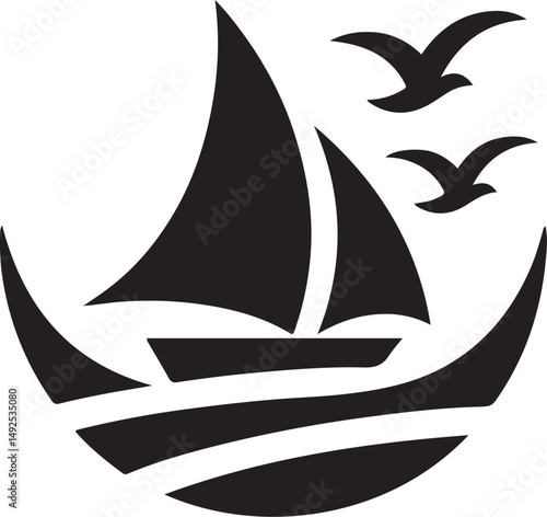 silhouette of a sailboat logo vector