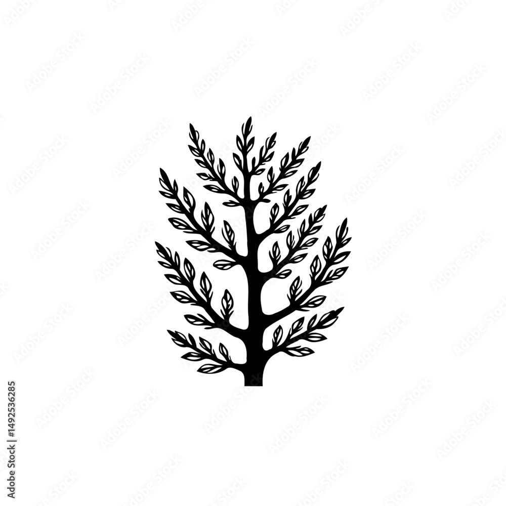 Fototapeta premium Stylized botanical illustration of a delicate tree with patterned leaves