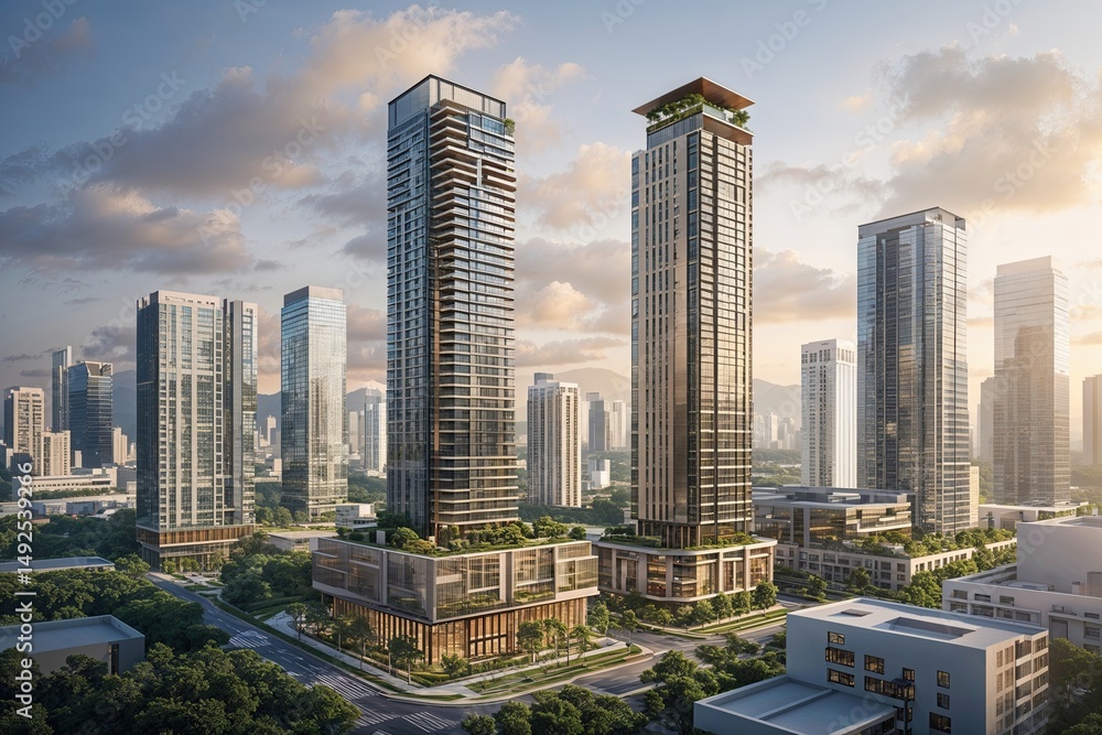 Obraz premium Stunning High-Rise and Compact Building Demonstrating Strength and Urban Competitiveness