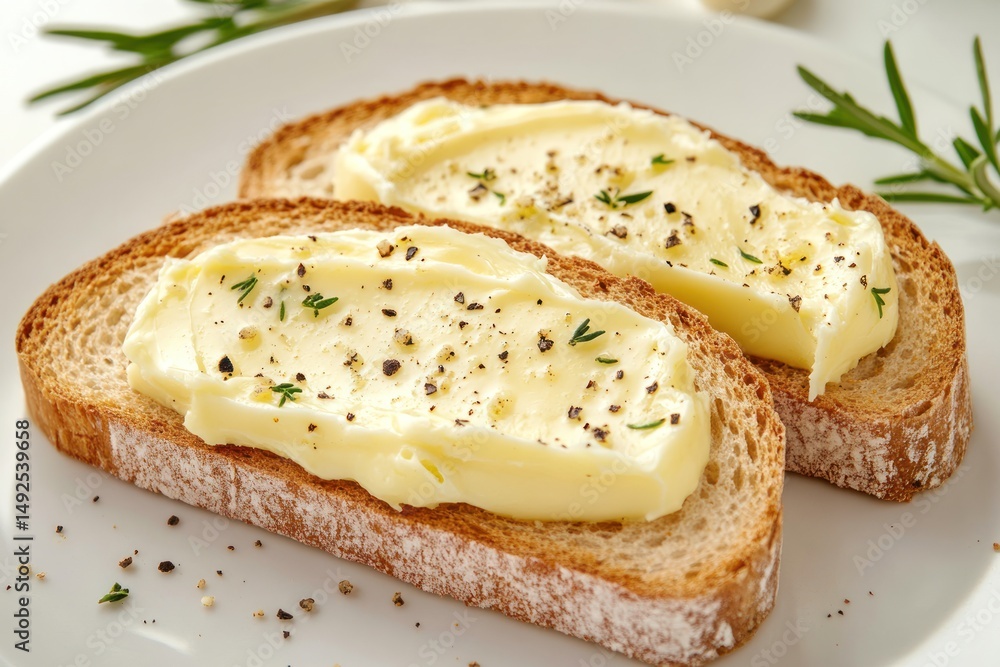 Butter on toasted bread