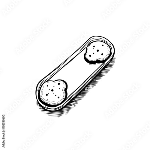 Whimsical sketched illustration of a serving tray with garnished appetizers