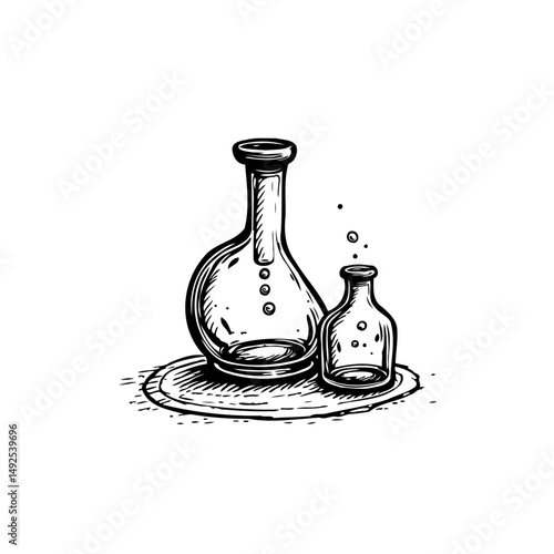 Laboratory essentials, illustration of chemistry vials for scientific experiments