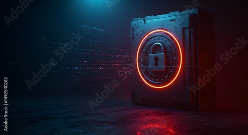 Futuristic Digital Portal with Neon Glow
