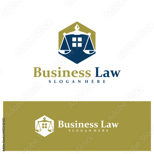 House Justice logo design concept vector. Law Firm with House Logo Design Template. Creative Symbol. Icon