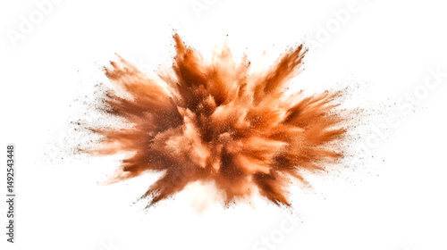 Abstract Brown Powder Explosion on transparent Background