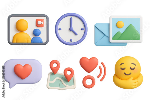 Digital communication and social media icons for messaging and connection