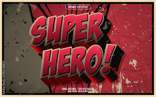 Super Hero cartoon style 3D editable text effect