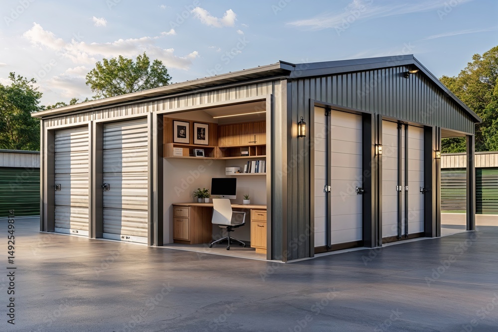 Modern Storage Facility Design with Comfortable Office Space and Spacious Loading Areas Modern Storage Facility Design with Comfortable Office Space and Spacious Loading Areas