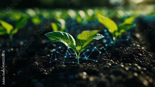 Obraz na płótnie Technology in agriculture plant growth w salonie